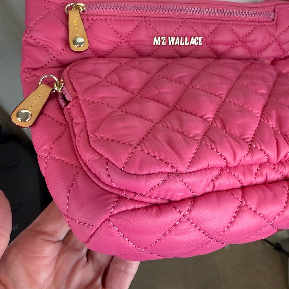 MZ Wallace Zinnia Pink Quilted Metro Scout Deluxe Crossbody Bag Gold Hardware - Picture 8 of 13